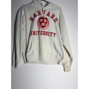 Harvard University Hoodie Sweatshirt White Red Ivy League Collegiate Crest M